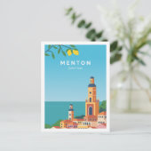 Menton Cote de Azur Travel Place Illustration Postkarte (Stehend Vorderseite)