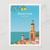 Menton Cote de Azur Travel Place Illustration Postkarte (Vorderseite)