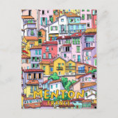 Menton France Illustration Art Travel Postkarte (Vorderseite)