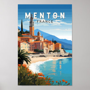 Menton France Travel Art Vintag Poster