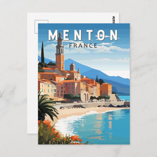 Menton France Travel Art Vintag Postkarte (Vorne/Hinten)