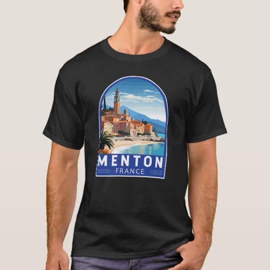 Menton France Travel Art Vintag T-Shirt (Vorderseite)
