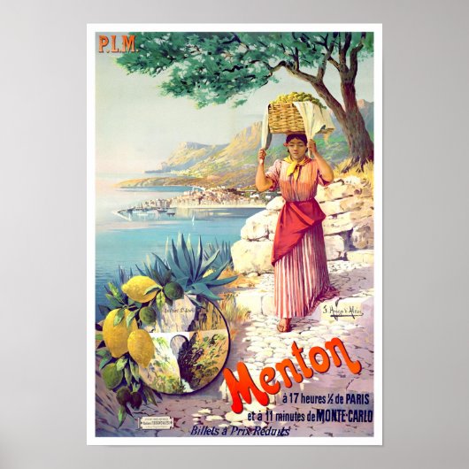 Menton France Vintage Poster (Vorne)