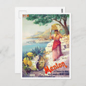 Menton France Vintage Postkarte (Vorne/Hinten)