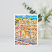 Menton France Vintage Reise Aquarell Postkarte (Stehend Vorderseite)