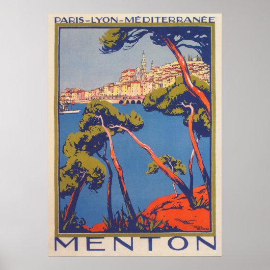 Menton France Vintage Travel Poster (Vorne)