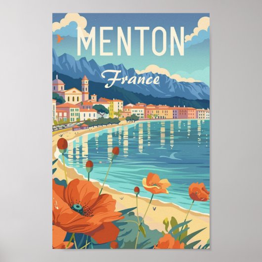 Menton Frankreich Berühmter Vintage Travel Place Poster (Vorne)