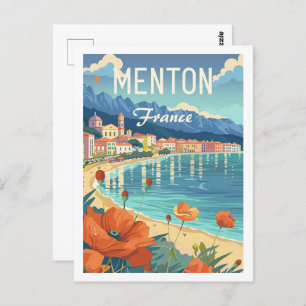 Menton Frankreich Berühmter Vintage Travel Place Postkarte