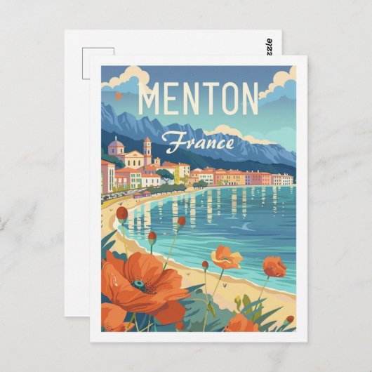 Menton Frankreich Berühmter Vintage Travel Place Postkarte (Vorne/Hinten)