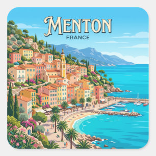 Menton Frankreich Quadratischer Aufkleber