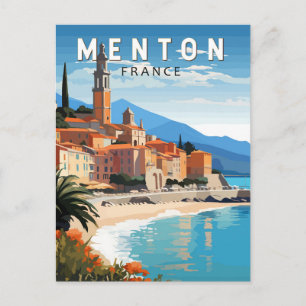 Menton Frankreich Reise Kunst Vintage Postkarte
