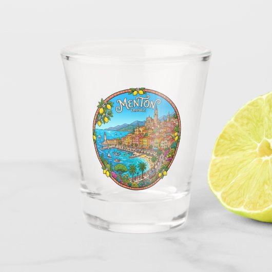 Menton Frankreich Schnapsglas (Vorderseite)