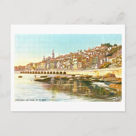 Menton, Frankreich, Vintage Postkarte (Vorderseite)
