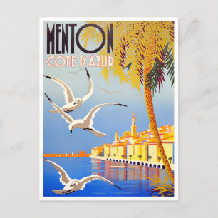 Menton Frankreich Vintage-Reise Postkarte