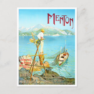 Menton Frankreich Vintage-Reise Postkarte