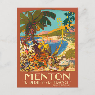 Menton Frankreich Vintage-Reise Postkarte