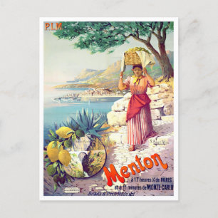Menton Frankreich Vintage-Reise Postkarte