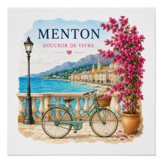 Menton French Riviera  - bicycle  Poster