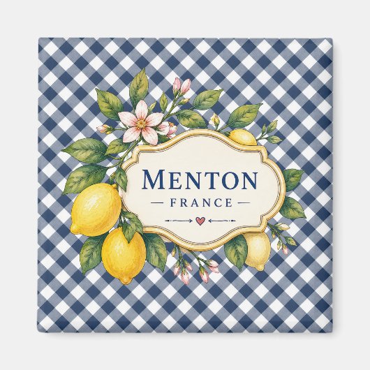 Menton French Riviera Magnet - Blue Lemon (Vorne)