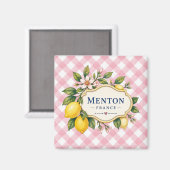 Menton French Riviera Magnet - Pink Lemon (Vorderseite/Rückseite)