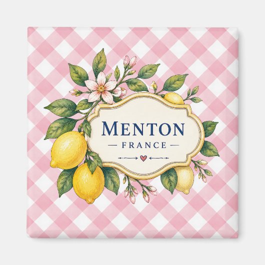 Menton French Riviera Magnet - Pink Lemon (Vorne)