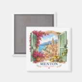 Menton French Riviera Magnet - View Through Window (Vorderseite/Rückseite)