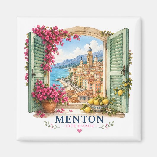 Menton French Riviera Magnet - View Through Window (Vorne)