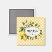 Menton French Riviera Magnet - Yellow Lemon (Vorderseite/Rückseite)