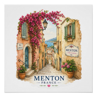 Menton French Riviera  - Old Town Alley Poster