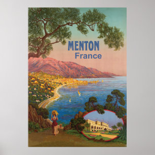 Menton, Küste, Frankreich Poster