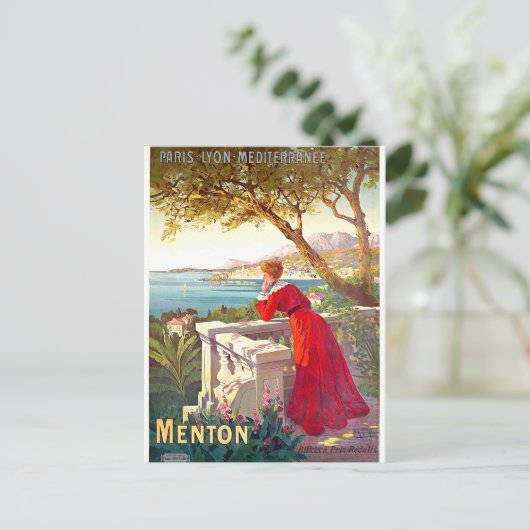 Menton, Landschaft der französischen Riviera, Frau Postkarte (Stehend Vorderseite)