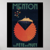 Menton Sa Fete de Nuit Französische Riviera Postka Poster (Vorne)