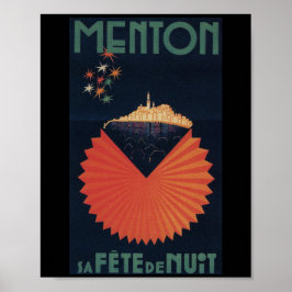 Menton Sa Fete de Nuit Französische Riviera Postka Poster