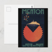 Menton Sa Fete de Nuit Französische Riviera Postka Postkarte (Vorne/Hinten)