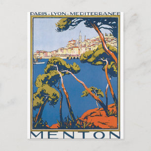 Menton Vintage-Reiseposter Postkarte