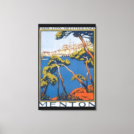 Menton Vintage Travel Poster Leinwanddruck (Vorderseite)