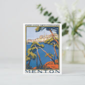 Menton Vintage Travel Poster Postkarte (Stehend Vorderseite)