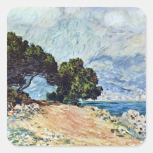 Menton vom Cap Martin von Claude Monet Quadratischer Aufkleber