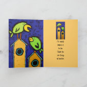 Mentorkarte mit Vögeln und Vogelhäusern Dankeskarte (Innenseite)