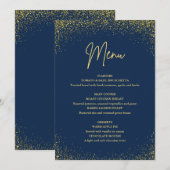 Menu 75th birthday Navy Gold Glitter Menükarte (Vorne/Hinten)