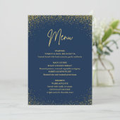 Menu 75th birthday Navy Gold Glitter Menükarte (Stehend Vorderseite)