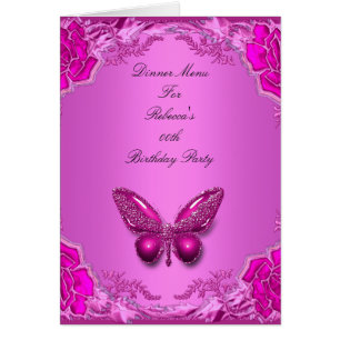 Menü-Abendkarte Rosa Schmetterling Floral