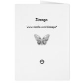 Menü-Abendkarte Silberner blauer Schmetterling (Hinten)