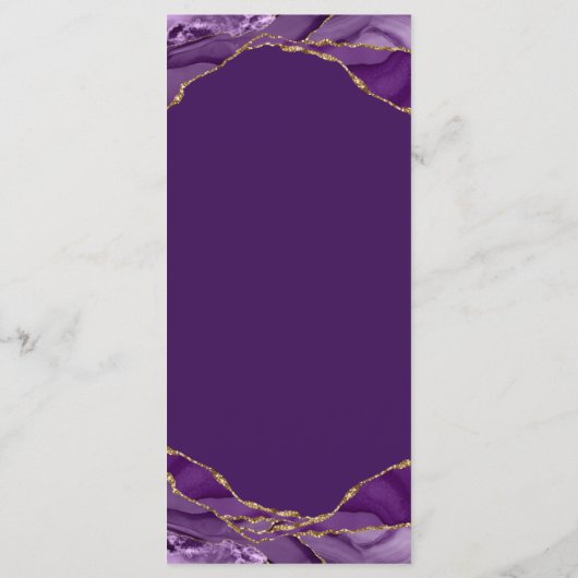 Menü "Agate Design Lila und Gold" Menükarte (Rückseite)