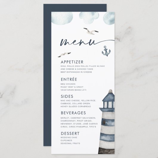 Menü am Meer Menükarte (Vorne/Hinten)