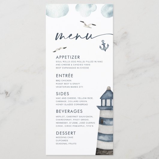 Menü am Meer Menükarte (Vorderseite)