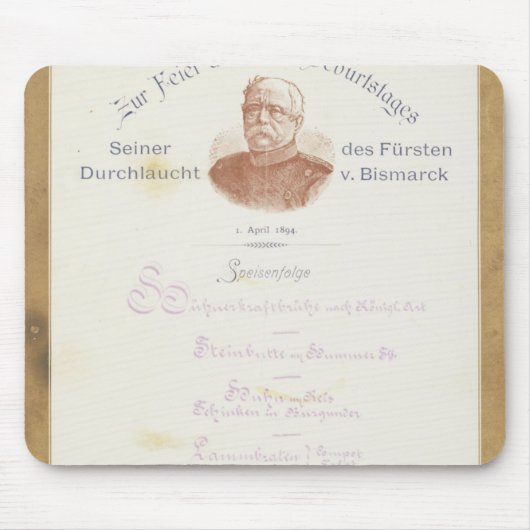 Menü an Prinzen von Bismarcks Mousepad (Vorne)