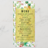 Menü "Ananas und Hibiskus Hochzeit in Urlaubsort" Menükarte (Vorne/Hinten)
