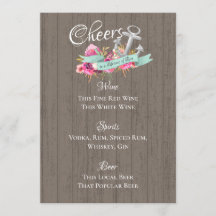 Menü "Anchor Nautical Floral Bar Menu"