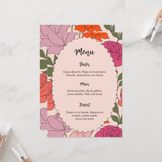 Menu and place card template 2 in 1 einladung (Vorderseite/Rückseite Beispiel)
